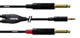 Cordial CFY 1,5 WPP Y-Adapterkabel (Klinke 3,5mm stereo gold/2x Klinke 6,3mm mono gold, Länge 1,5m)