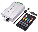 LitaElek 18 Tasten-Ton-Sensor Musiksteuerung RF Fernbedienung DC 12V-24V, 12A Musik Aktiviert RF-Empfänger für RGB 5050 3528 LED-Streifen Farbwechsel Mit Beat (Aktualisierte Version)