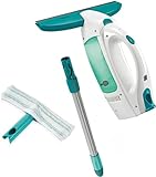 Leifheit Fenstersauger Set Dry & Clean mit Stiel & Einwascher für 360° streifenfreie Reinigung, Fensterreiniger verwendbar bis zu 35 min auf glatten Flächen, Fensterputzer mit Stand-by-Automatik