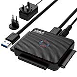 USB IDE oder SATA Adapter, FIDECO USB 3.0 Festplattenadapter Universal für 2.5/3.5 Zoll SATA HDD/SSD & IDE HDD, inklusive 12V 2A Netzteil und USB 3.0 Kabel